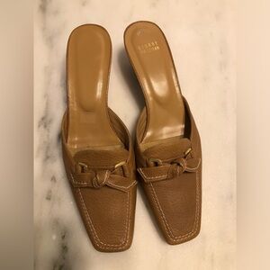 Stuart Weitzman Tan Leather Mules